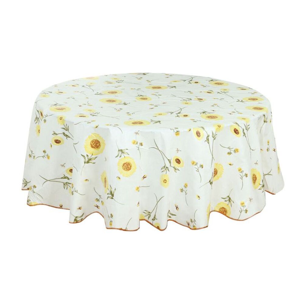 Waterproof Vinyl Round Tablecloth 60" Dia for Parties Floral Printed Tablecloth